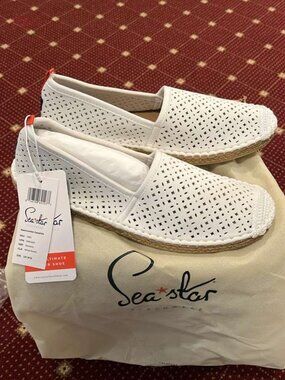 SEA STAR BEACHWEAR Beachcomber Espadrille, White Eyelet - womens 12